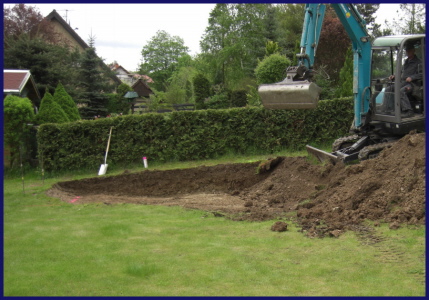 Gründung, Erdarbeiten für Gabionenwand (vorher)